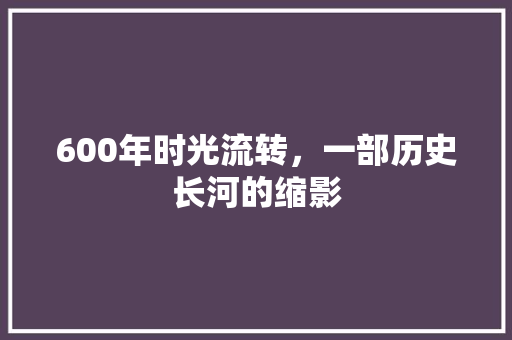 600年时光流转，一部历史长河的缩影