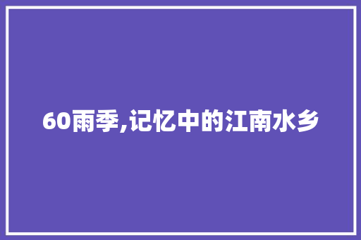 60雨季,记忆中的江南水乡