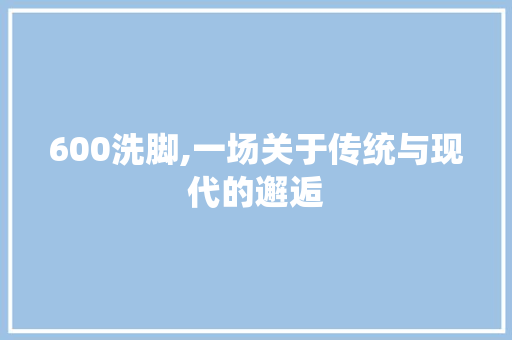 600洗脚,一场关于传统与现代的邂逅