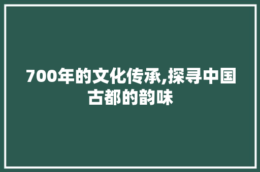 700年的文化传承,探寻中国古都的韵味