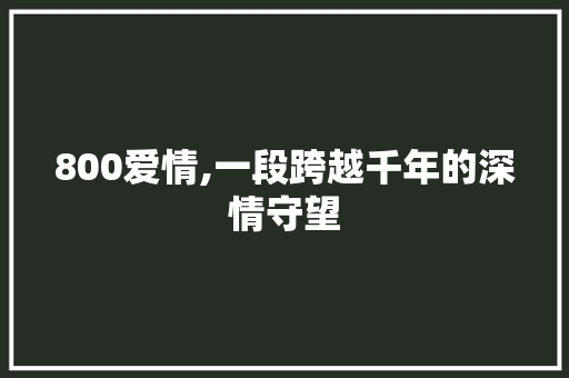 800爱情,一段跨越千年的深情守望