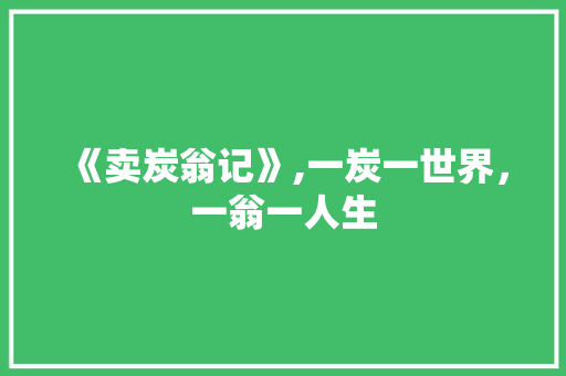 《卖炭翁记》,一炭一世界，一翁一人生