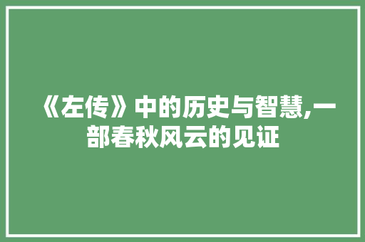 《左传》中的历史与智慧,一部春秋风云的见证