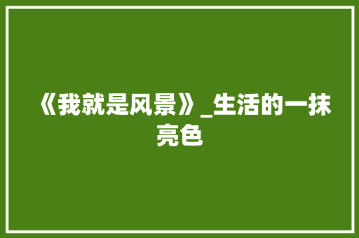 《我就是风景》_生活的一抹亮色