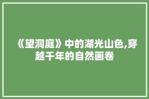 《望洞庭》中的湖光山色,穿越千年的自然画卷