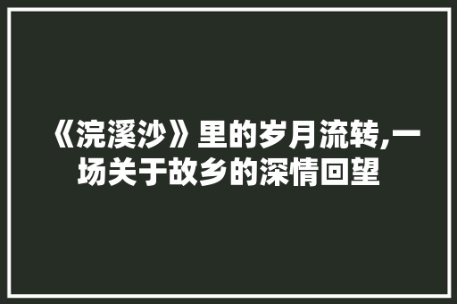 《浣溪沙》里的岁月流转,一场关于故乡的深情回望