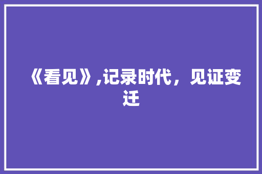 《看见》,记录时代，见证变迁