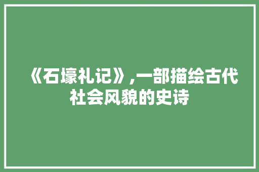 《石壕礼记》,一部描绘古代社会风貌的史诗