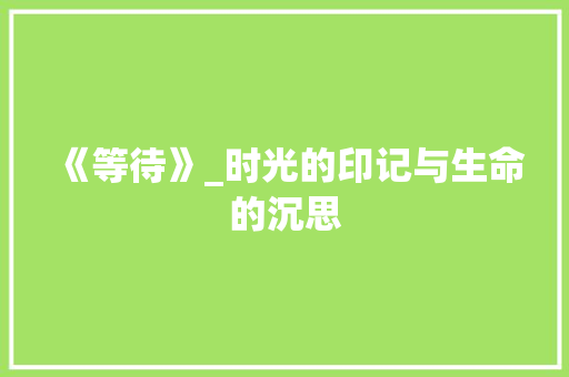 《等待》_时光的印记与生命的沉思