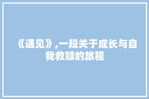 《遇见》,一段关于成长与自我救赎的旅程