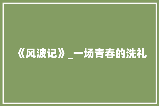 《风波记》_一场青春的洗礼