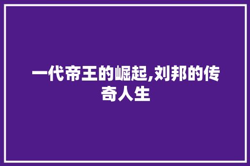 一代帝王的崛起,刘邦的传奇人生