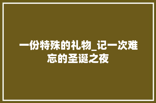 一份特殊的礼物_记一次难忘的圣诞之夜