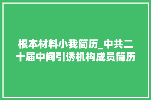 根本材料小我简历_中共二十届中间引诱机构成员简历