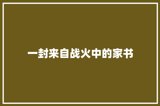 一封来自战火中的家书