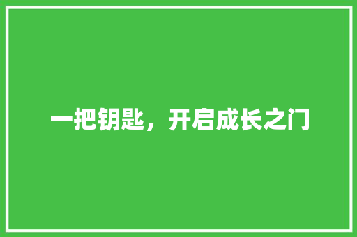 一把钥匙，开启成长之门