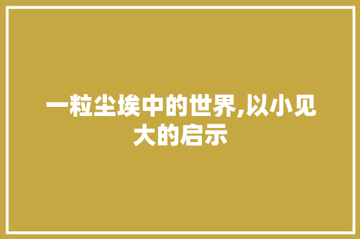 一粒尘埃中的世界,以小见大的启示