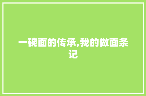 一碗面的传承,我的做面条记