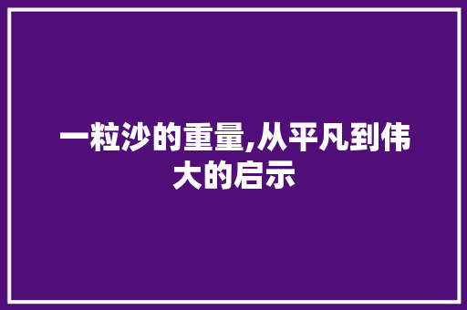 一粒沙的重量,从平凡到伟大的启示 论文范文