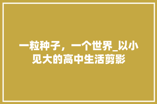 一粒种子，一个世界_以小见大的高中生活剪影