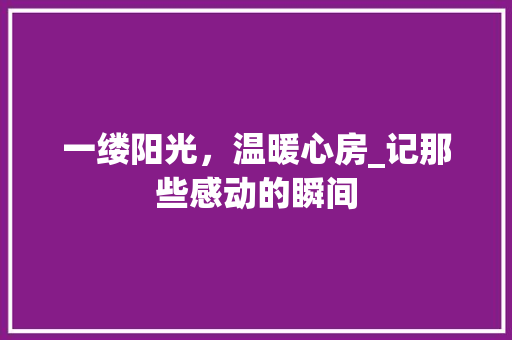 一缕阳光，温暖心房_记那些感动的瞬间