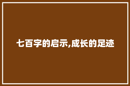 七百字的启示,成长的足迹