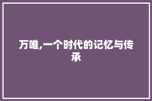 万唯,一个时代的记忆与传承