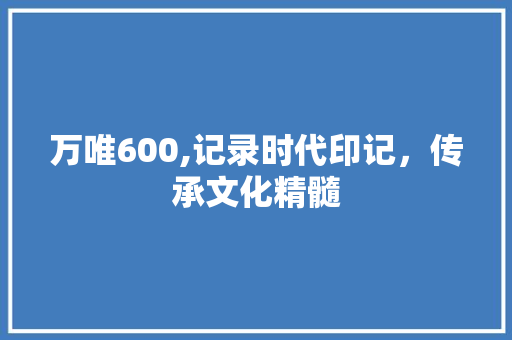 万唯600,记录时代印记，传承文化精髓