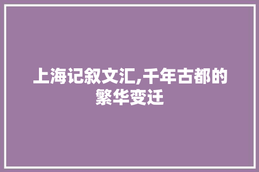 上海记叙文汇,千年古都的繁华变迁