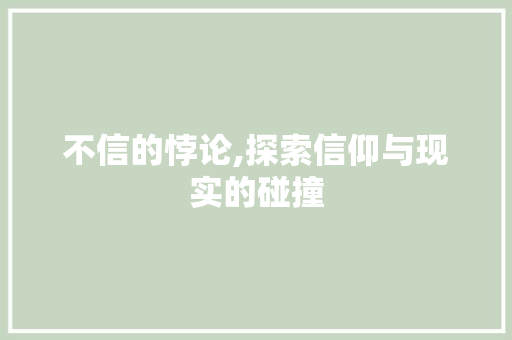 不信的悖论,探索信仰与现实的碰撞