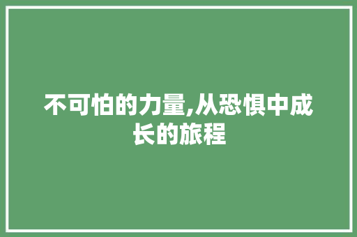 不可怕的力量,从恐惧中成长的旅程