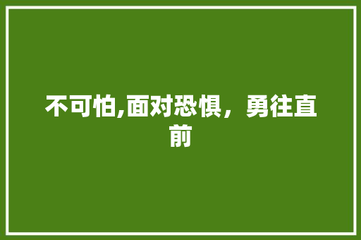 不可怕,面对恐惧，勇往直前