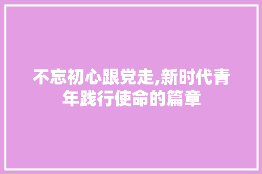 不忘初心跟党走,新时代青年践行使命的篇章