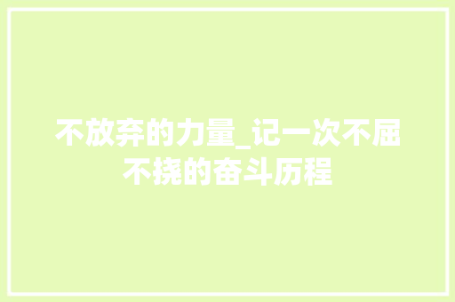 不放弃的力量_记一次不屈不挠的奋斗历程