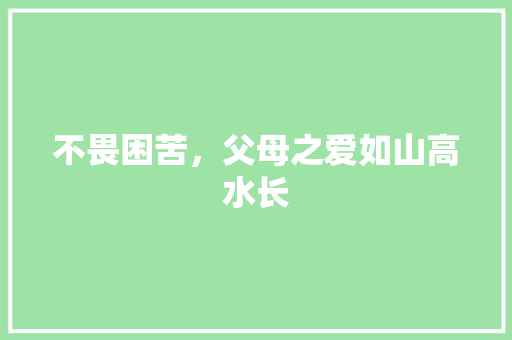 不畏困苦，父母之爱如山高水长