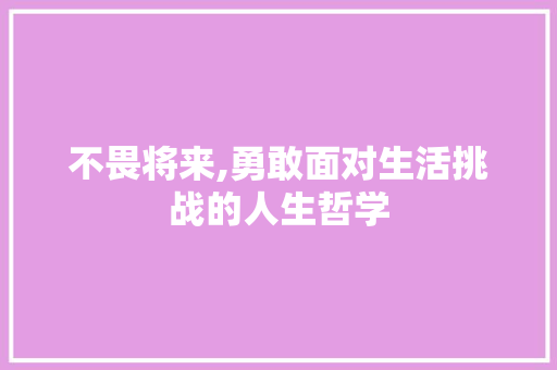 不畏将来,勇敢面对生活挑战的人生哲学