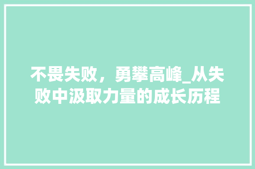 不畏失败，勇攀高峰_从失败中汲取力量的成长历程