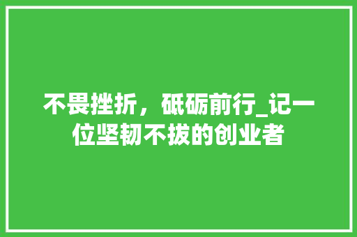 不畏挫折，砥砺前行_记一位坚韧不拔的创业者