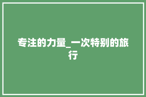 专注的力量_一次特别的旅行