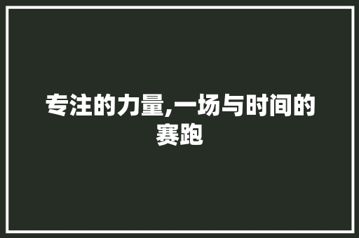 专注的力量,一场与时间的赛跑