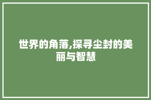 世界的角落,探寻尘封的美丽与智慧