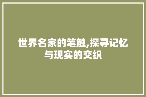 世界名家的笔触,探寻记忆与现实的交织