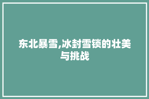 东北暴雪,冰封雪锁的壮美与挑战