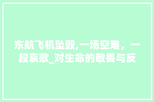 东航飞机坠毁,一场空难，一段哀歌_对生命的敬畏与反思