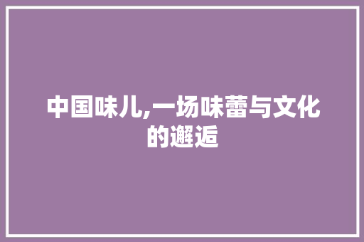 中国味儿,一场味蕾与文化的邂逅