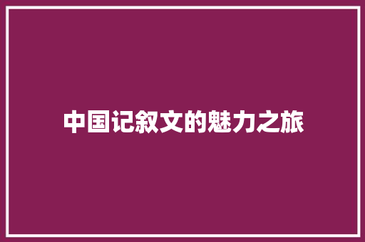 中国记叙文的魅力之旅