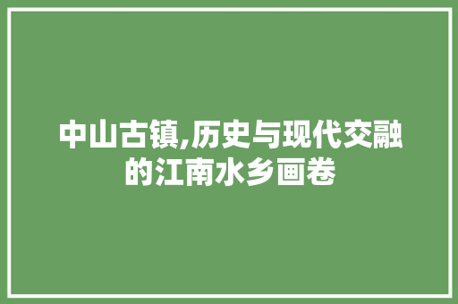 中山古镇,历史与现代交融的江南水乡画卷