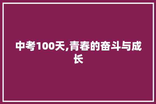 中考100天,青春的奋斗与成长