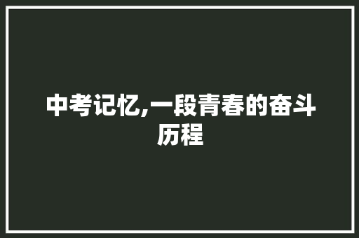 中考记忆,一段青春的奋斗历程