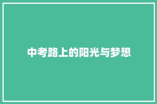 中考路上的阳光与梦想